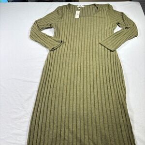 Agnes Orinda Ribbed Knit Maxi Dress Women 1X Green New